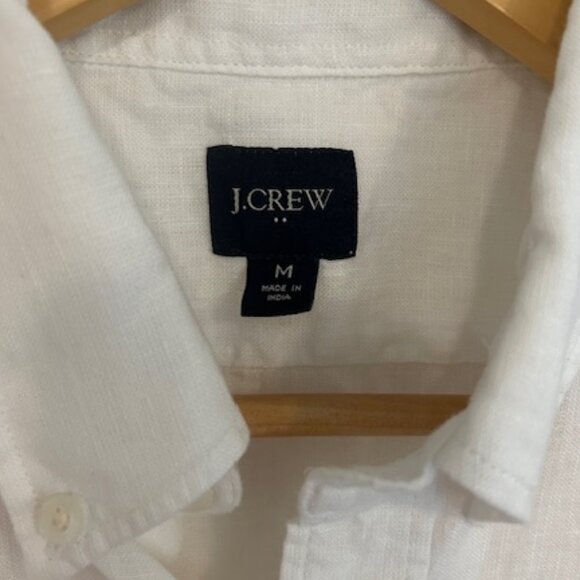 J.Crew White Linen Blend Short Sleeve Button Down Shirt- Size Medium - Picture 4 of 7